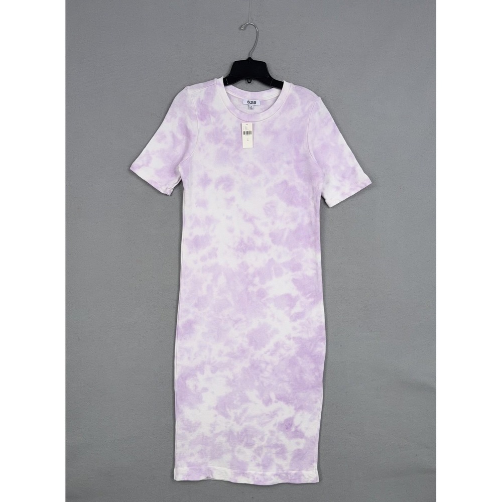 525 T-Shirt Dress Womens XS Purple Tie Dye Short Sleeve Midi Casual Boho